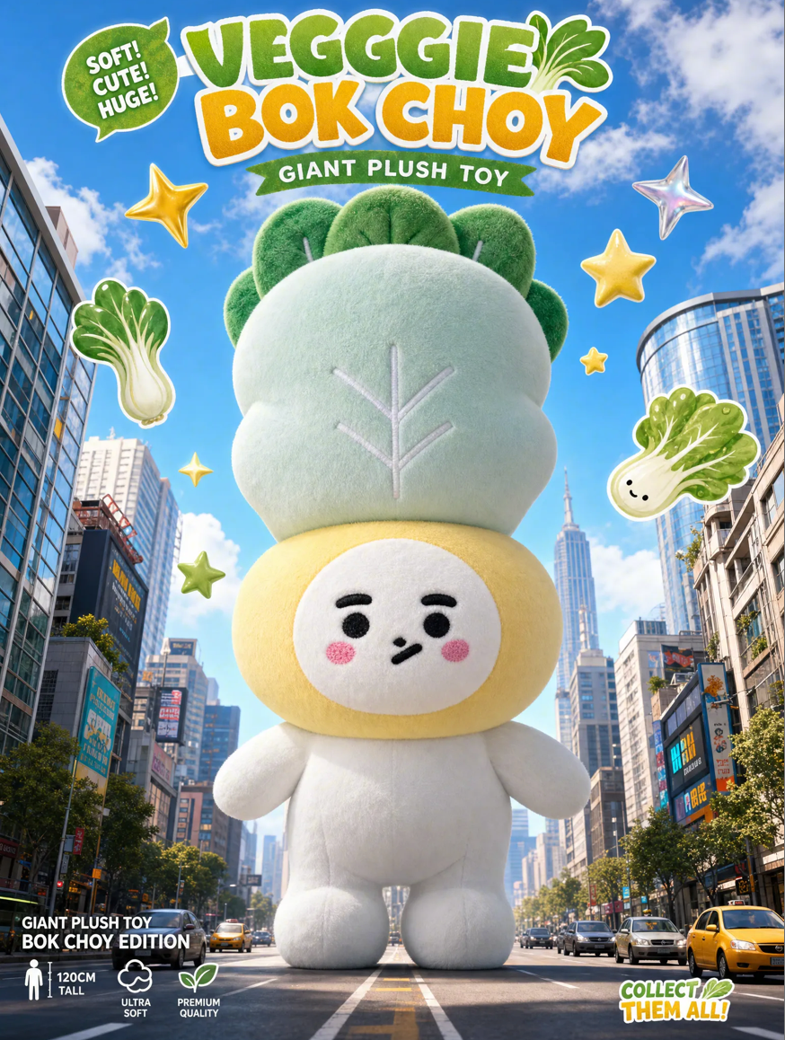 Veggie Bok Choy giant plush toy campaign image