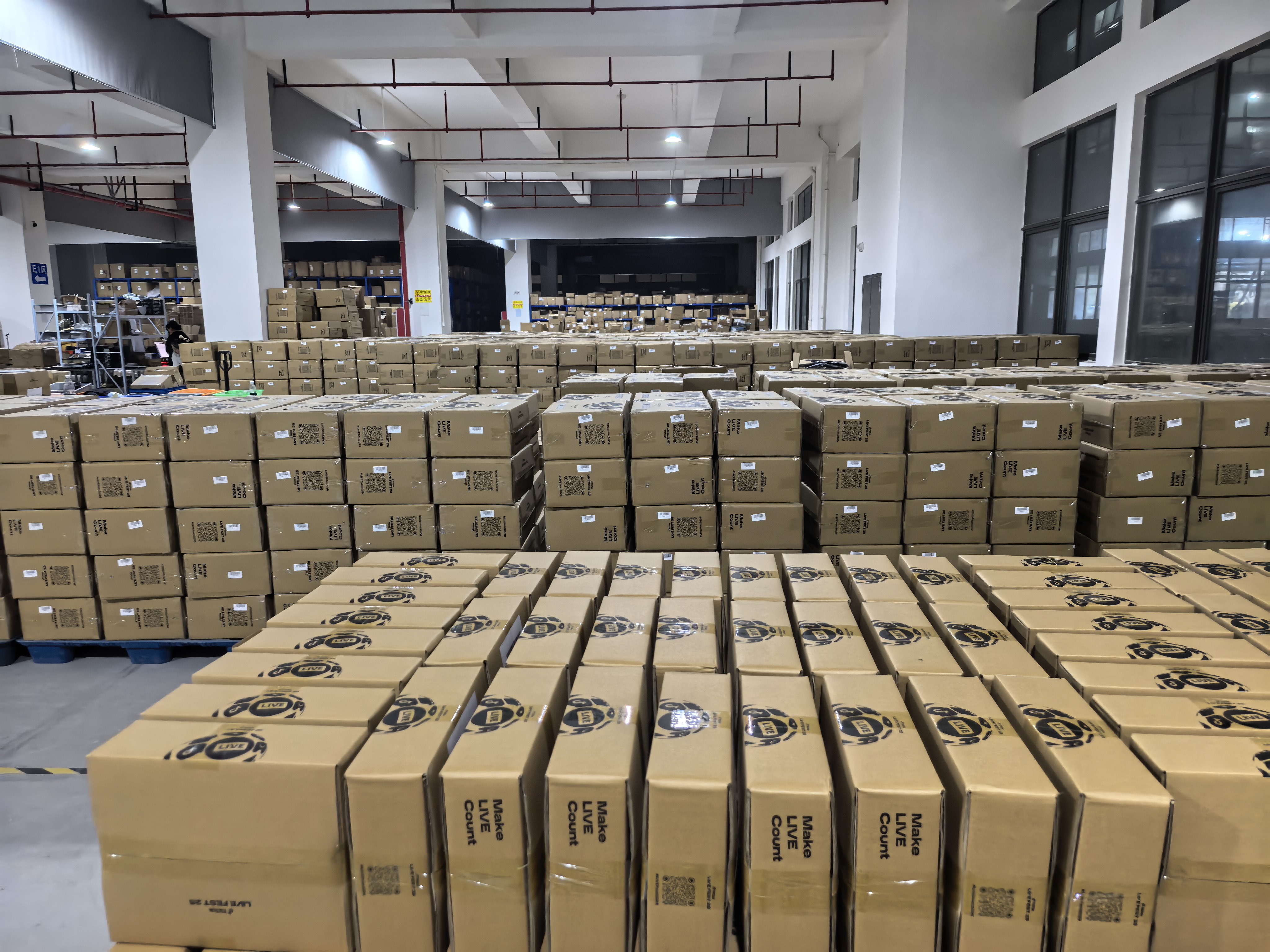 Warehouse cartons prepared for outbound fulfillment